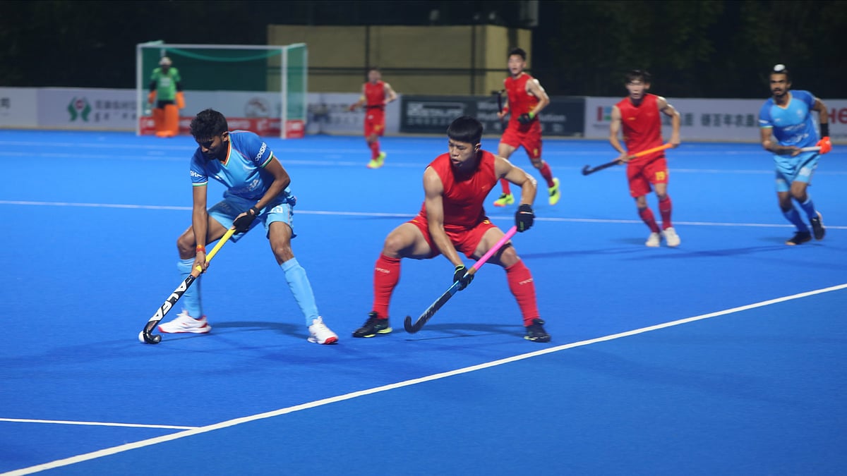 Photo: X | Asian Hockey Federation : Indian players against China at the Asian Champions Trophy 2024.